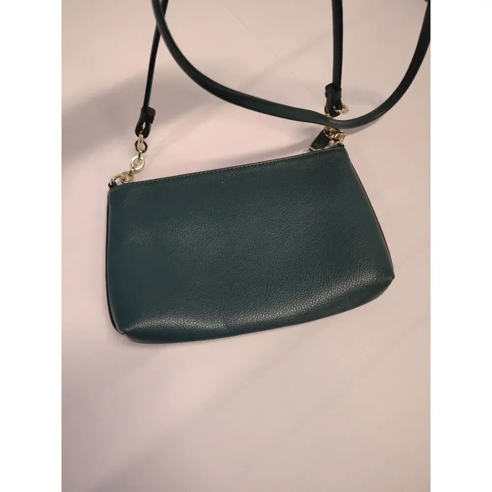 Karl Lagerfeld Paris Crossbody Bag Forest Green Gold Tone Hardware Faux Leather